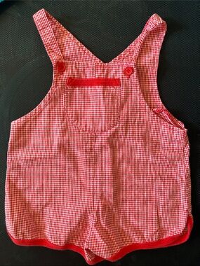 Absorba Red Gingham Short Overalls for Kids - Vintage